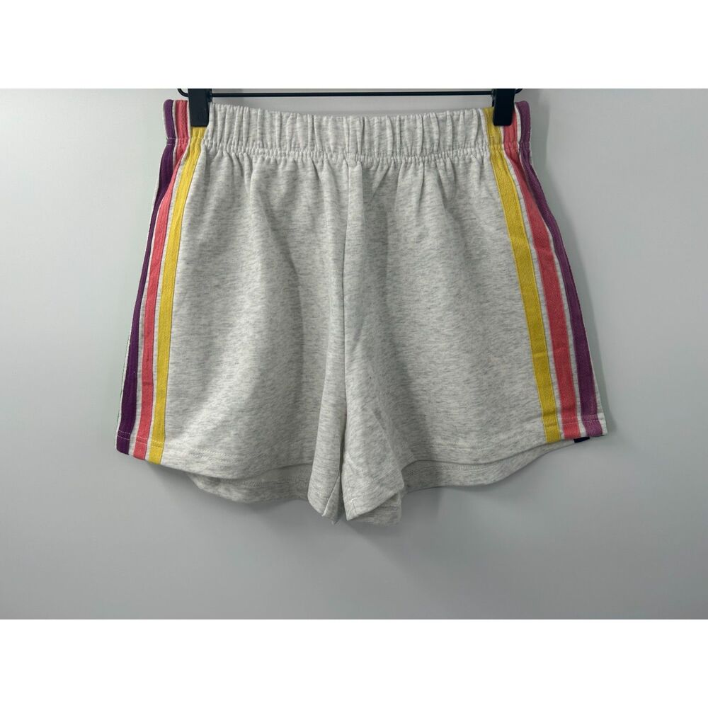 The Greii Women's Sweatpant Shorts Rainbow Striped Size L Athletic